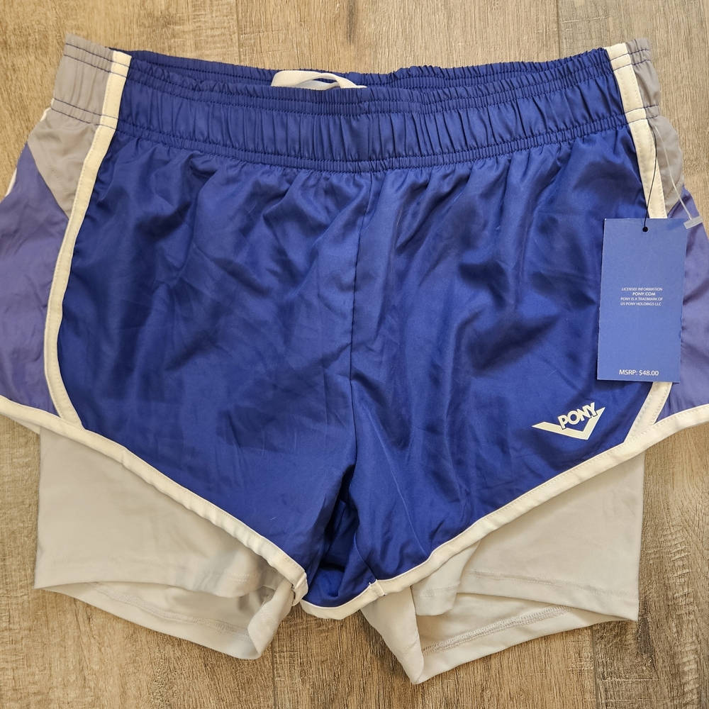 Pony Women's Athletic Shorts in Blue and Gray